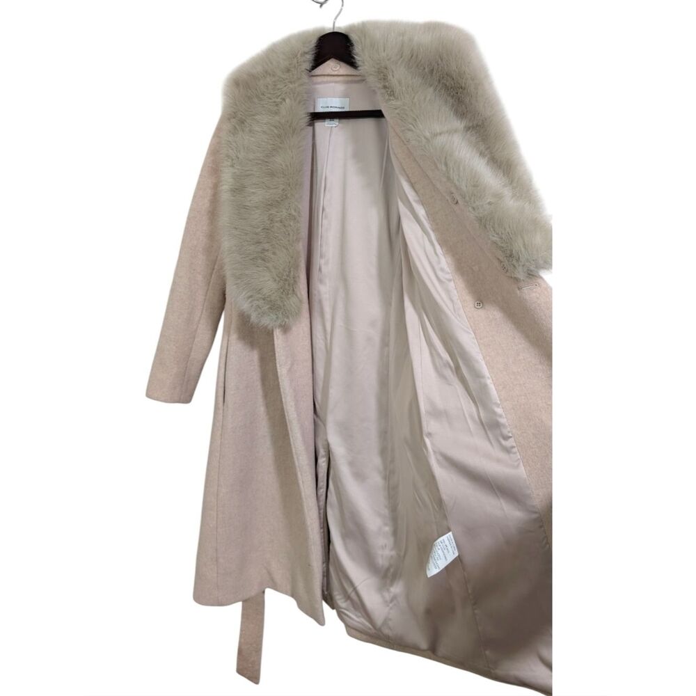 Club Monaco Pink Daylina Wool Wrap Coat w/ Detachable Faux Fur Trim M - Picture 6 of 11